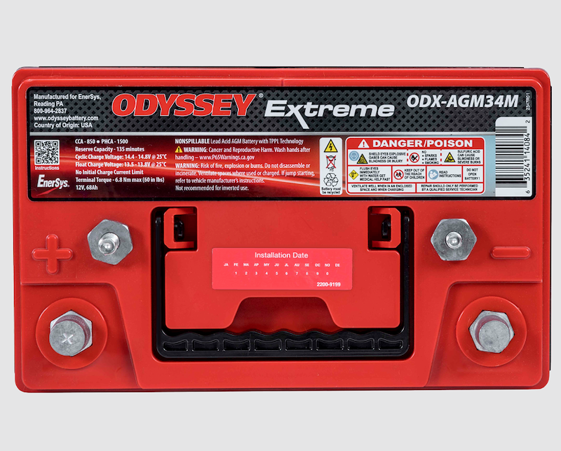 Odyssey AGM Deep Cycle Battery ODX-AGM34M Group 34M 12V 880 CCA Marine