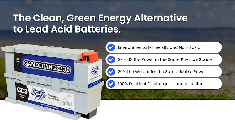 12V GC3 Lithium Deep Cycle RV Battery 270Ah LiFePO4 – Battle Born BBGC3