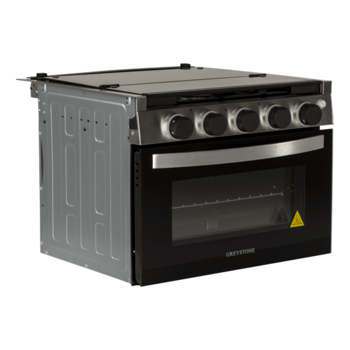 Furrion Greystone 3-Burner Propane RV Range with Built-In Oven – Black