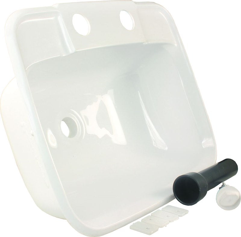 15" Single Bowl RV Sink – White Rectangular Flush Mount