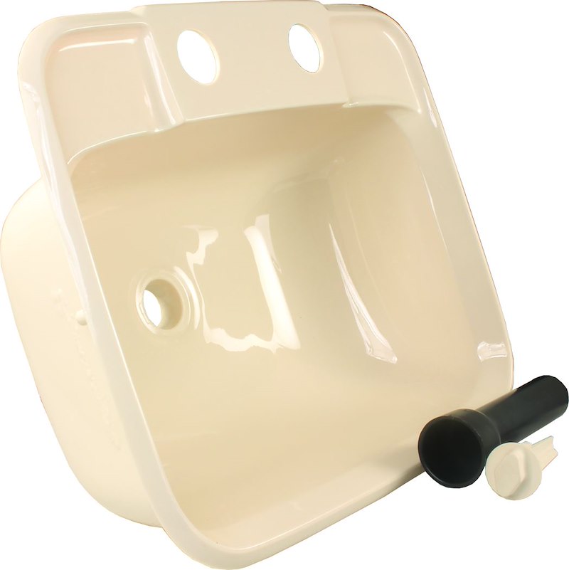 15" Parchment RV Sink – Rectangular Single Bowl Flush Mount