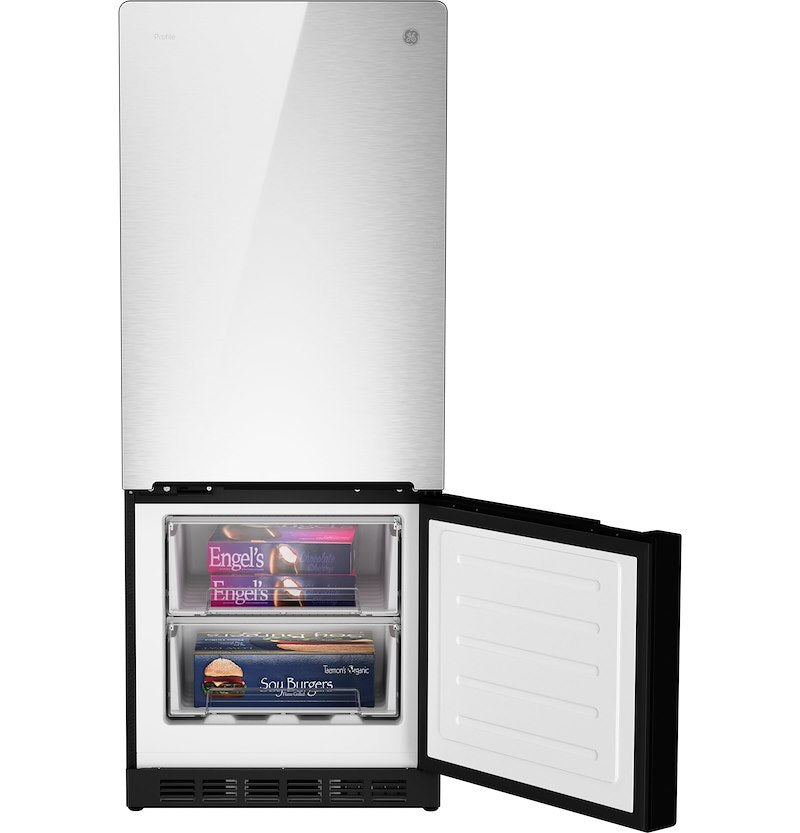 Réfrigérateur GE Profile 12 V pour VR – 10 pi³, congélateur inférieur, acier inoxydable, refroidissement turbo