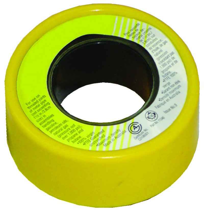 JR Products 07-30025 Yellow Gas PTFE Thread Seal Tape – 1/2" x 236" – UL/ULC