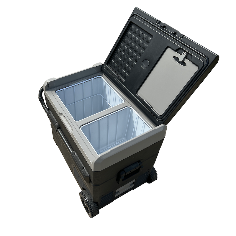 Réfrigérateur et congélateur portatifs pour VR de 1,9 pi³, 12 V – Double zone, refroidissement turbo, compatible avec la navigation
