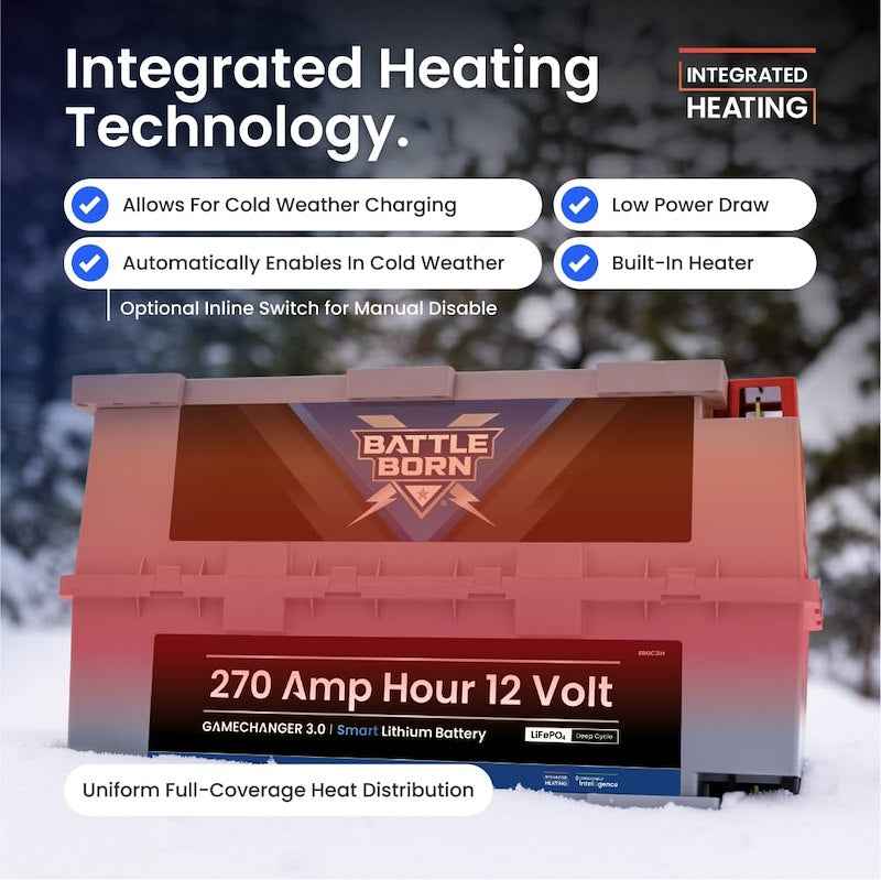 12V GC3 Lithium Deep Cycle RV Battery 270Ah Heated Smart LiFePO4 – BBGC3IH