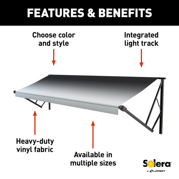 Solera 18' RV Patio Awning – Black Fade Vinyl | 8' Extension