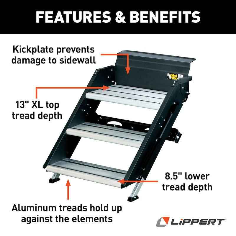 RV Entry Step – SolidStep 3.0 3-Step Manual Fold-Up | Lippert 791573