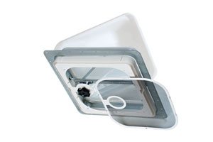 Manual Roof Vent – 14-1/4" x 14-1/4", White Lid, Screen Included