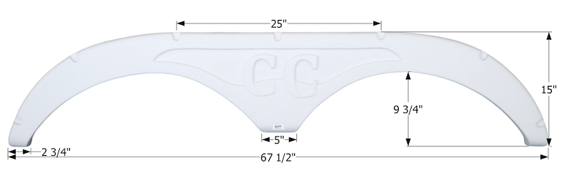 RV Fender Skirt – Tandem Axle 67-1/2" x 15" Polar White | ICON 12713