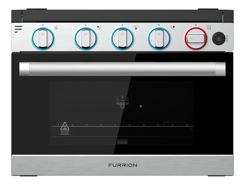 Furrion Stainless Steel 3-Burner Range with Black Glass Door, Piezo Ignition, and Broiler
