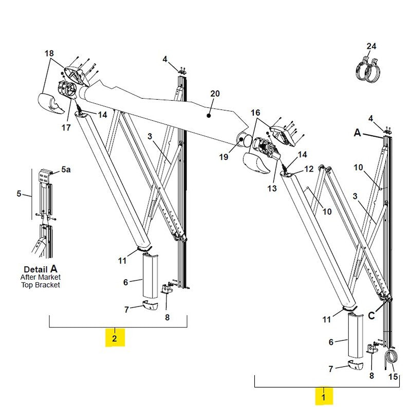 Carefree Eclipse Electric Awning Arm Set – White, Electric - VX2550HW