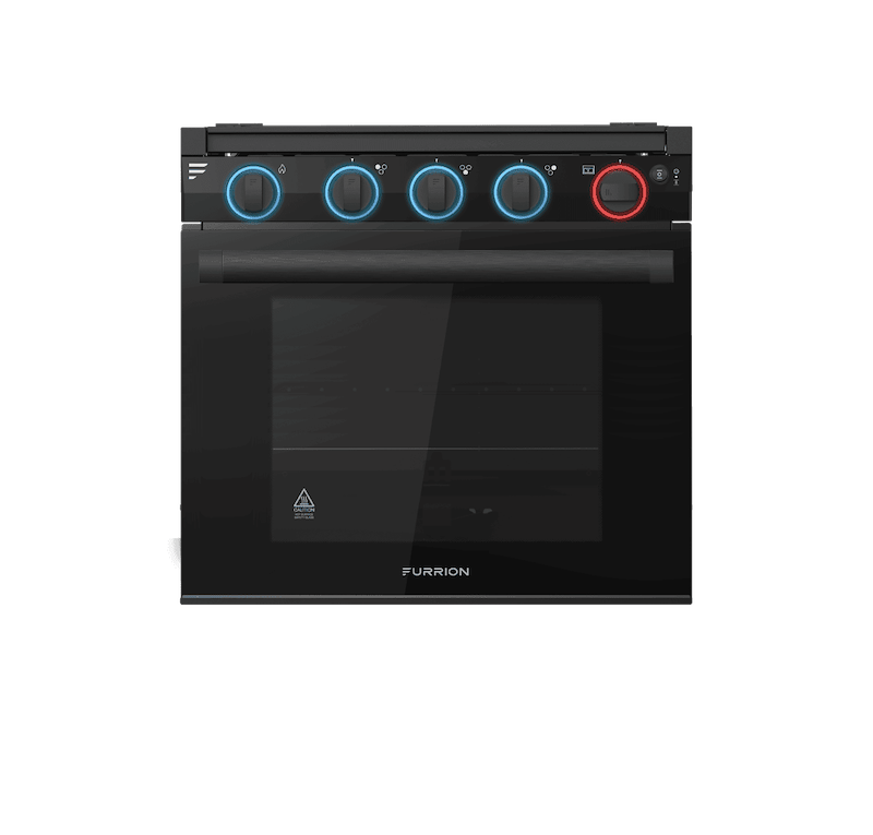 Furrion 3-Burner Black Range with Black Glass Door and LED Knobs