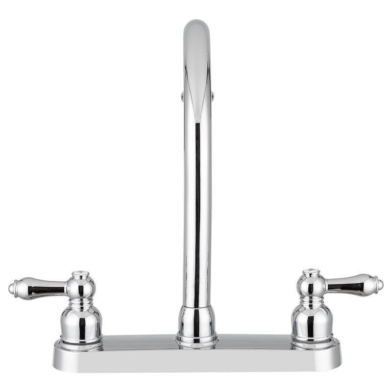 Robinet de cuisine – Bec haut de 11,5 po, montage sur pont de 8 po, deux poignées de théière, chrome