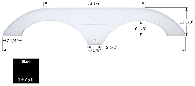 RV Fender Skirt – Tandem Axle 70-5/8" x 11-1/8" Black | ICON 14751