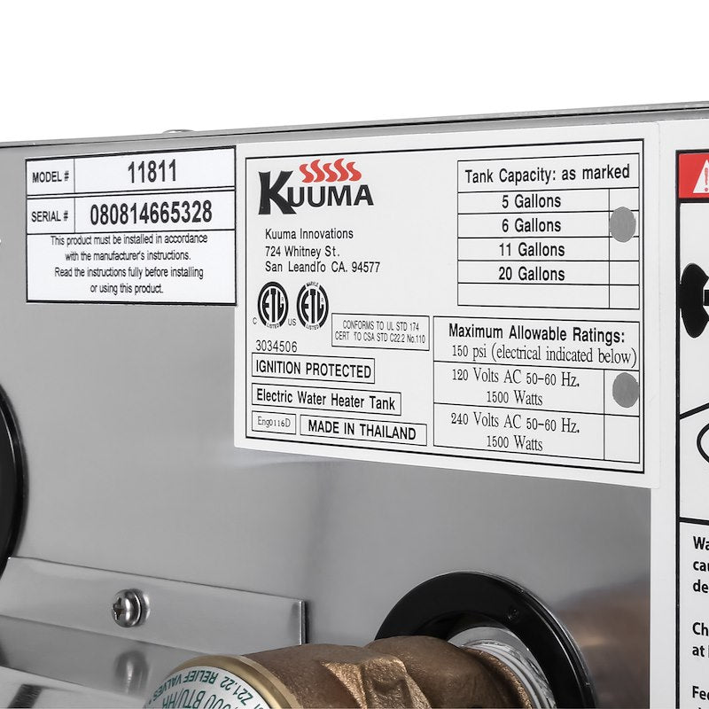 Kuuma 11811 6-Gallon Electric Marine Hot Water Heater – 1500W - Used RV Parts