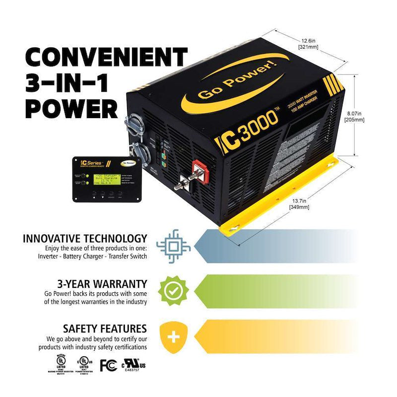 Go Power SOLAR EXTREME 600W Solar System 3×200W Panels & 3000W Inverter - Used RV Parts