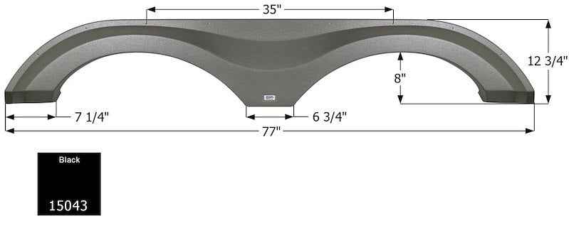 RV Fender Skirt – Tandem Axle 77" x 12-3/4" Black | ICON 15043