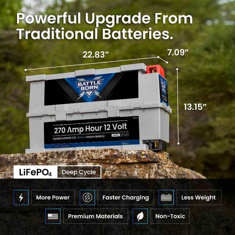 12V GC3 Lithium Deep Cycle RV Battery 270Ah Heated Smart LiFePO4 – BBGC3IH