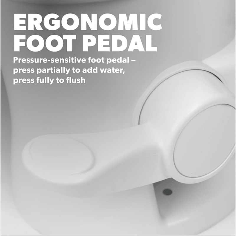 RV Toilet Lippert 2022113192 – Flow Max Permanent Pedal-Flush – White