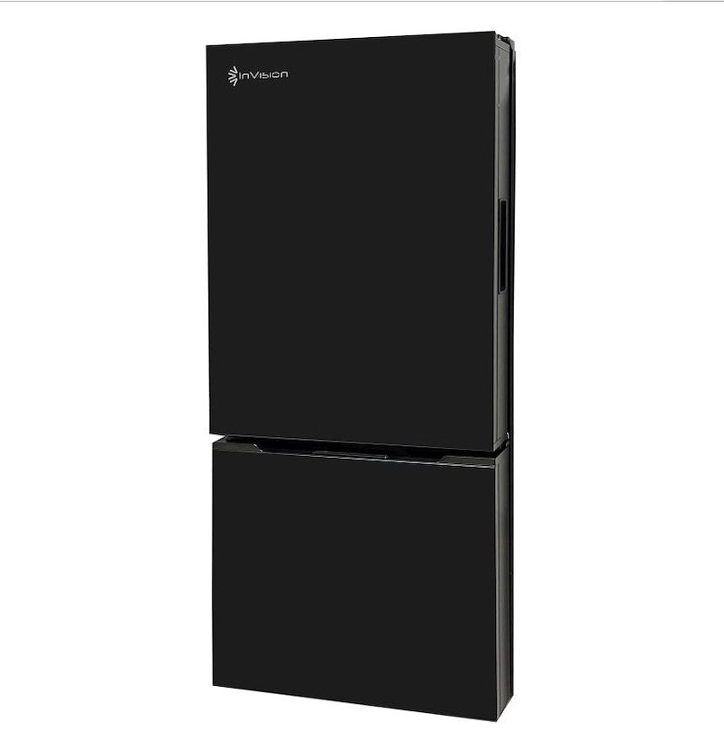 Invision 12V RV Fridge 10.7 Cu Ft – Dual Swing Hinge, Black Glass 180-2562