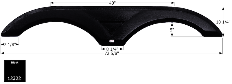 RV Fender Skirt – Tandem Axle 72-5/8" x 10-1/4" Black | ICON 12322