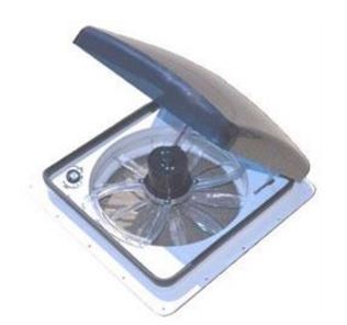 Zephyr Roof Vent – 14" x 14", Smoke Lid, White Frame, 12V Fan, Reversible Airflow