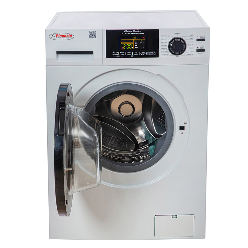 White 15 lb Washer Dryer Combo – 110V, Convertible Drying