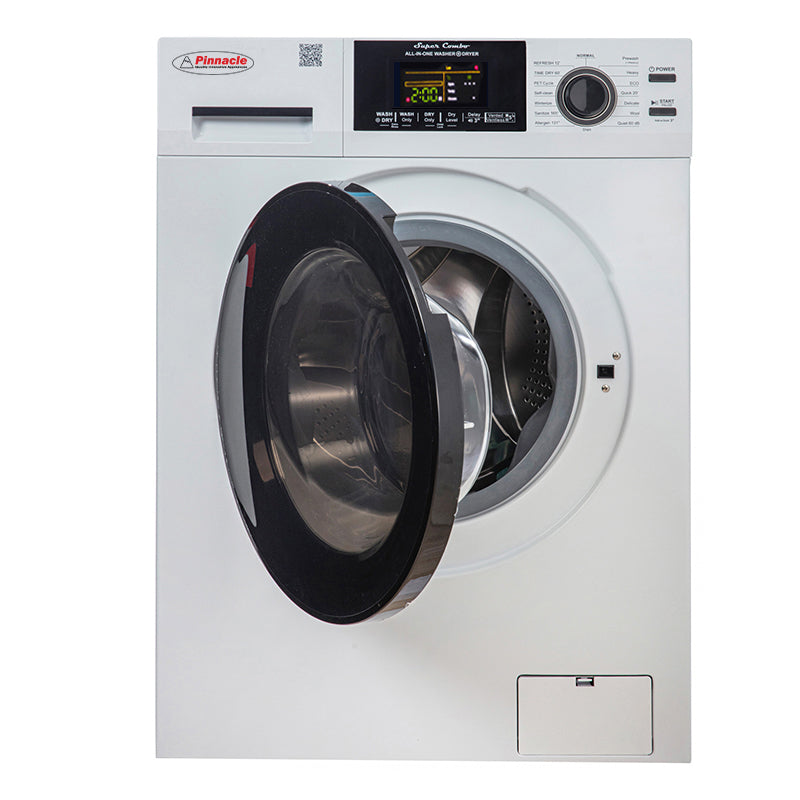 White 15 lb Washer Dryer Combo – 110V, Convertible Drying