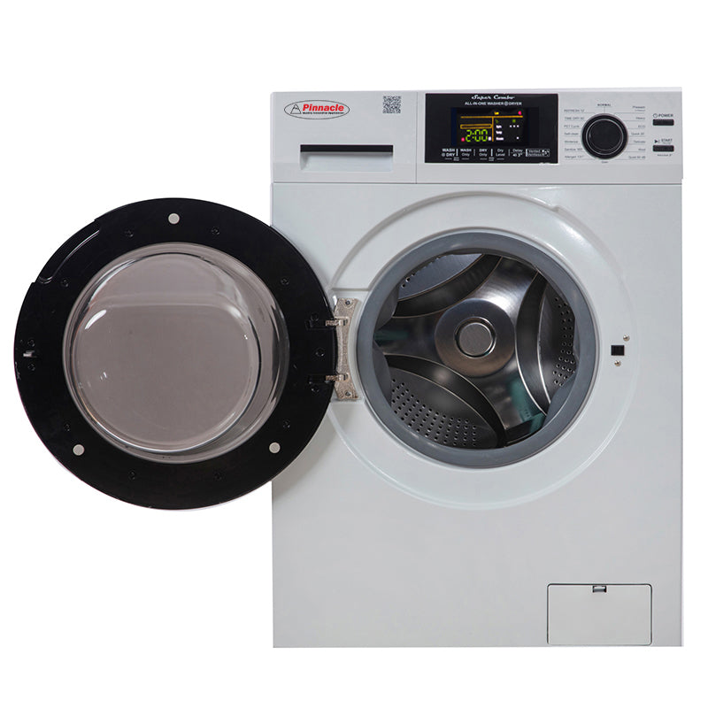 White 15 lb Washer Dryer Combo – 110V, Convertible Drying