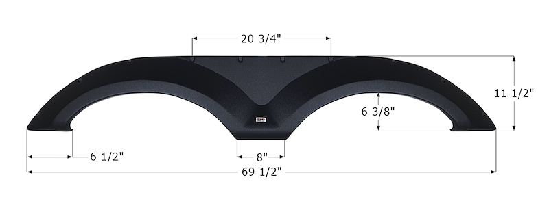 RV Fender Skirt – Tandem Axle 69-1/2" x 11-1/2" Black | ICON 14183