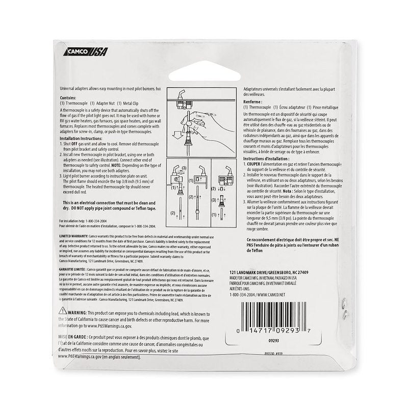 24-Inch Universal Thermocouple - 09293 – For RV Water Heaters and Furnaces