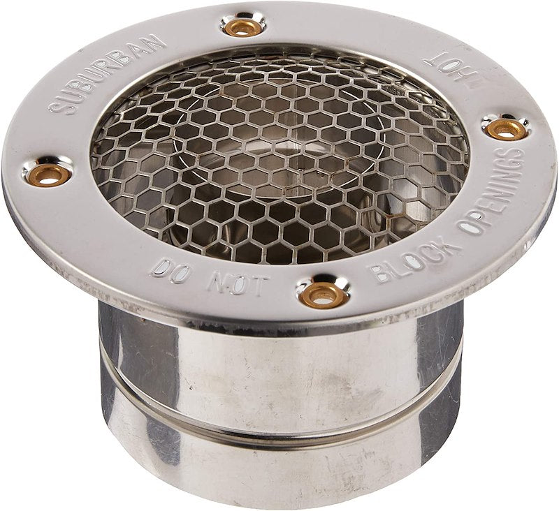 Suburban 3" Round Wall Vent – Metal, Silver | For RV Water Heaters | 2–3" Wall Thickness