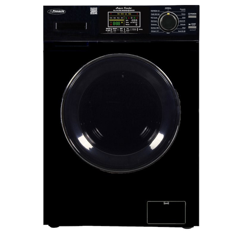 26" Black Washer Dryer Combo – 15 lb, 110V, Vented, Quiet