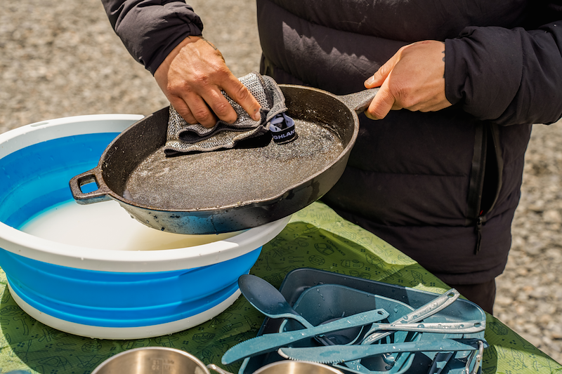 Évier pliable pour camping-car – 9 L, blanc/bleu, de qualité alimentaire, portable