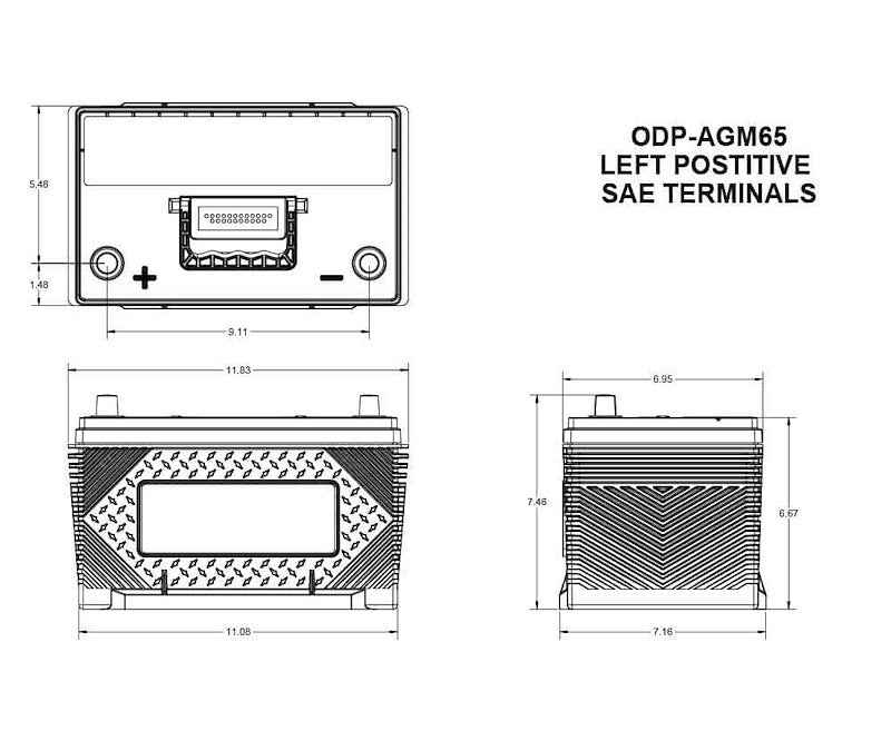 AGM Deep Cycle Battery Odyssey Group 65 64Ah 762CCA ODP-AGM65