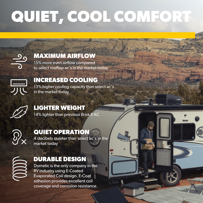 Dometic FreshJet 3 13500 BTU RV Air Conditioner – Black, Medium Profile