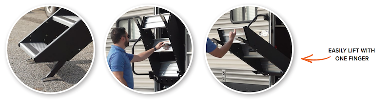 RV Entry Step – 3-Step Aluminum Quick-Release Freestanding Step – STP-224 - Used RV Parts