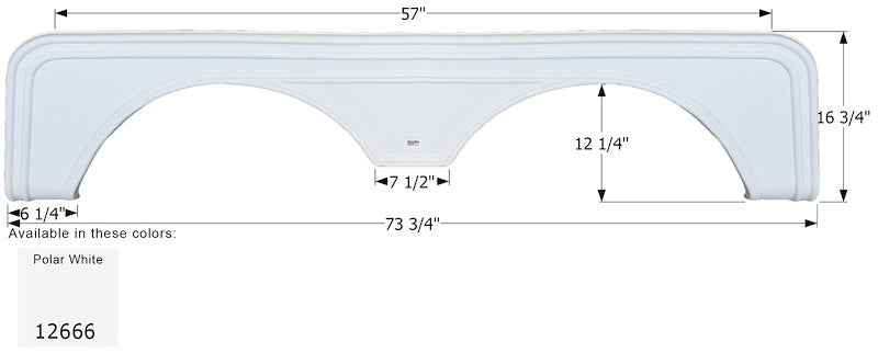 RV Fender Skirt – Tandem Axle 73-3/4" x 16-3/4" Polar White | ICON 12666