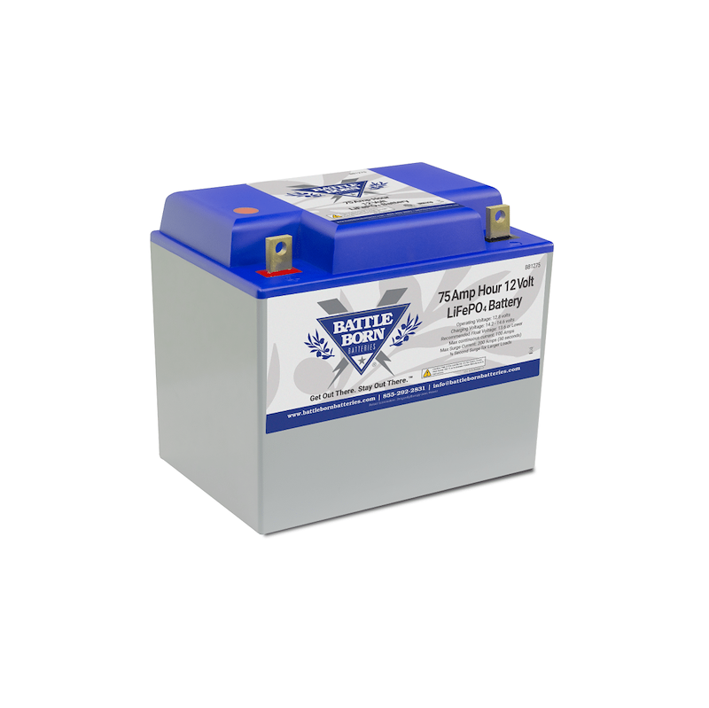 12V Group 24 Lithium Deep Cycle RV Battery 75Ah LiFePO4 – Battle Born BB1275