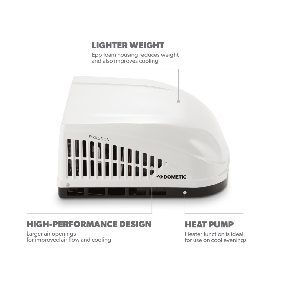 Climatiseur pour camping-car Dometic Brisk II 15 000 BTU avec pompe à chaleur – avec ou sans conduit, blanc 