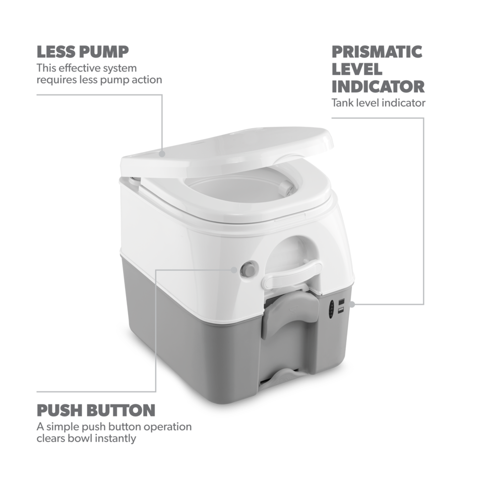 Toilettes portatives Dometic SaniPottie 976 - Réservoir à déchets de 5 gallons, gris